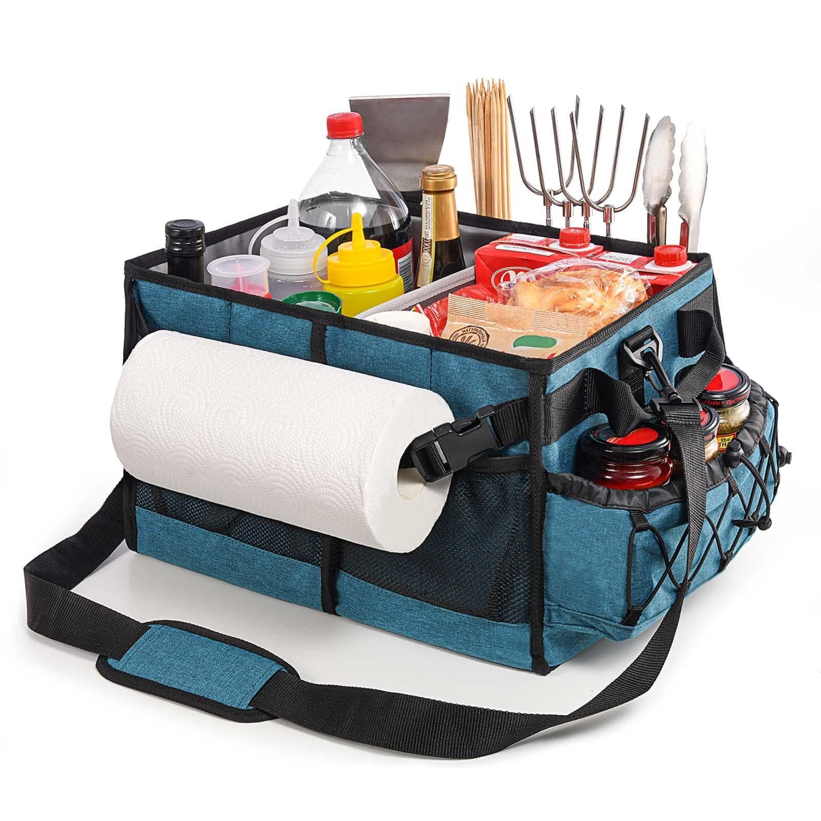 Lorbro Grill Caddy with paper towel holder for easy outdoor cleanup.