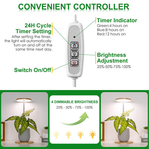 LORDEM Bamboo Grow Light dimmable brightness lets you tailor light intensity.
