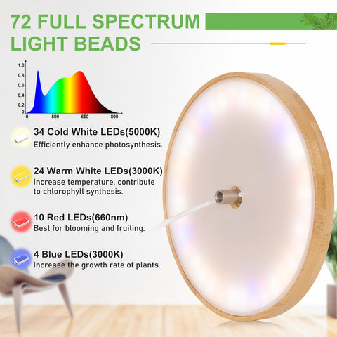 LORDEM bamboo grow light height adjustable from 10.4 to 65 inches