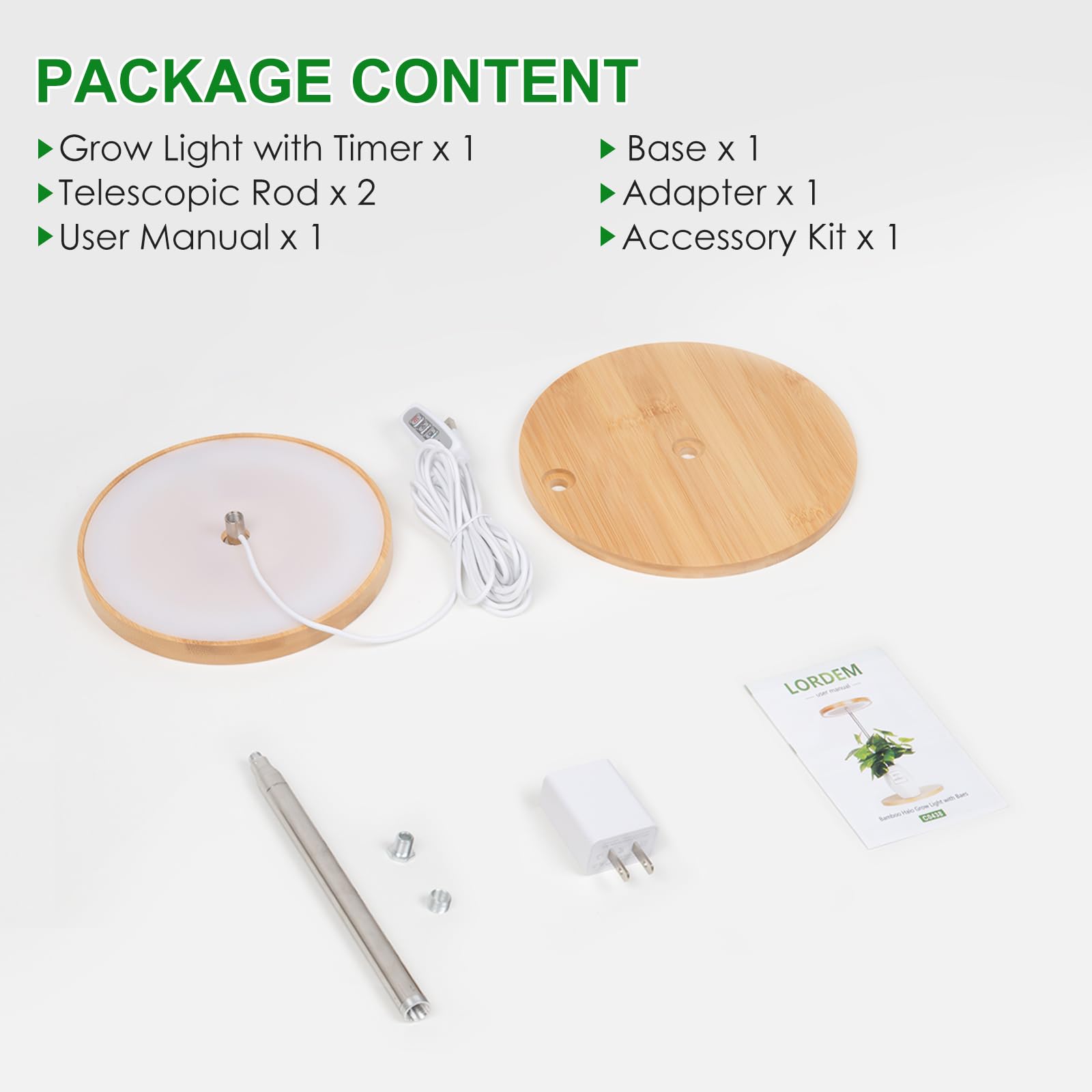 LORDEM Bamboo Grow Light is suitable for herbs, succulents, orchids, and tomatoes indoors.