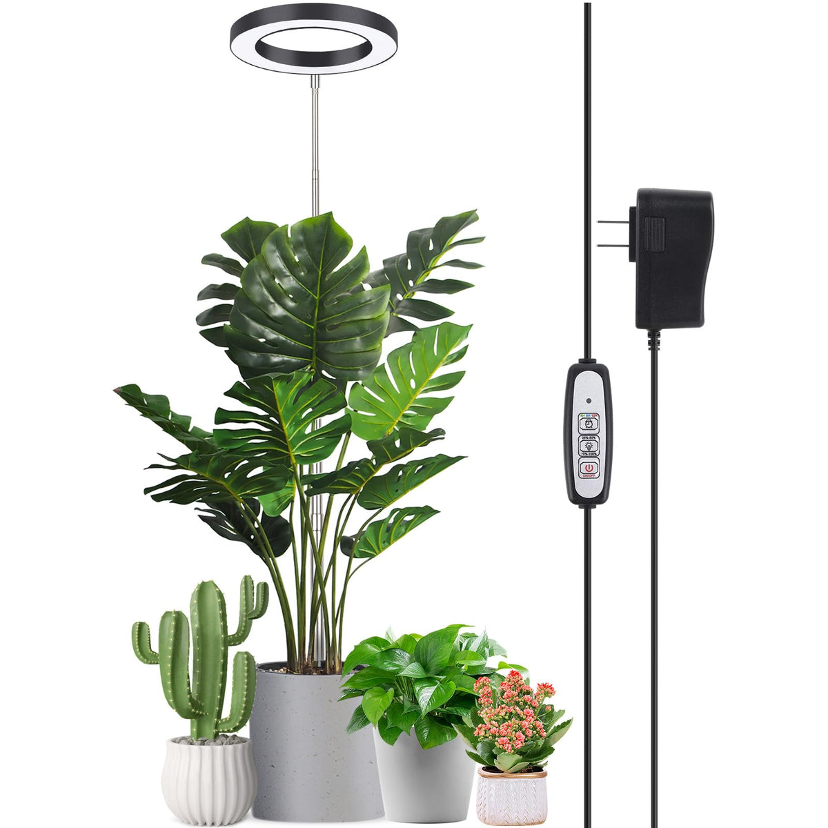 LORDEM black full-spectrum grow light with 72 LEDs supports healthy plant growth.