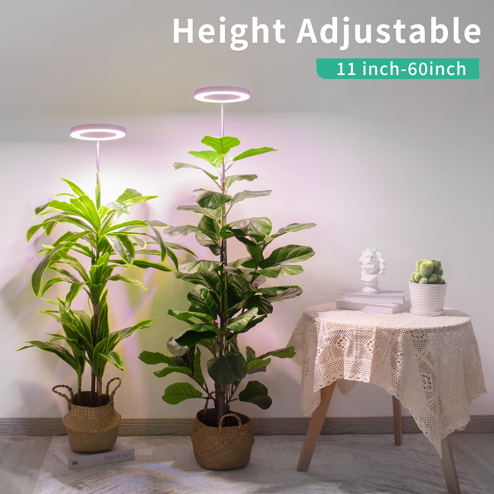 LORDEM grow light with 4 brightness settings for different plant needs