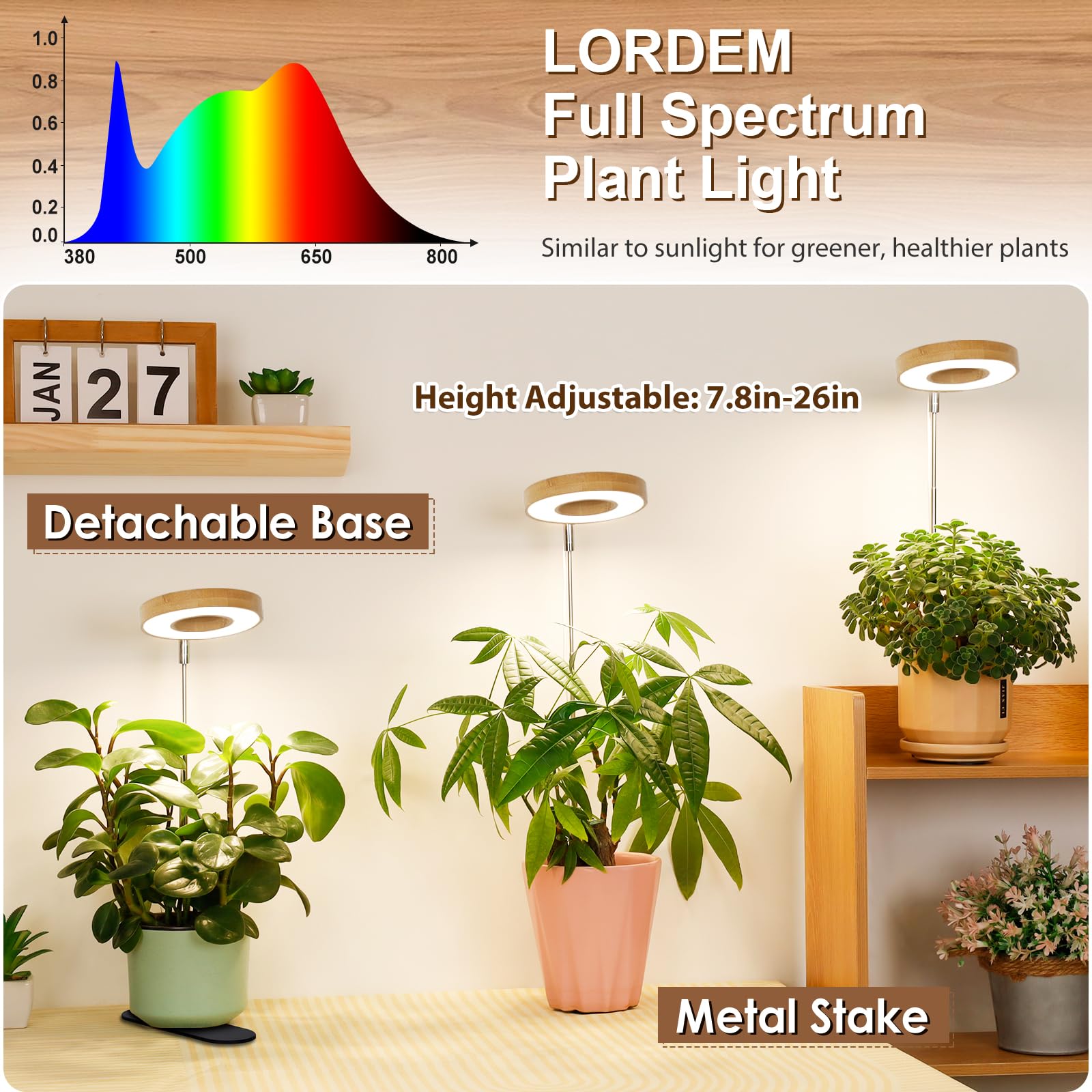 LORDEM circular LED light panel provides full coverage for indoor plants.