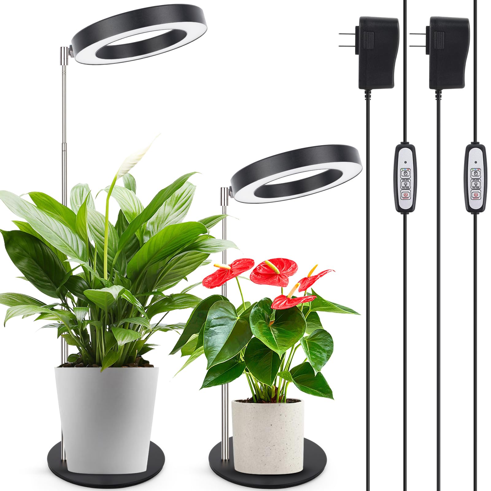 LORDEM grow light with a stable base for secure desk plant placement.