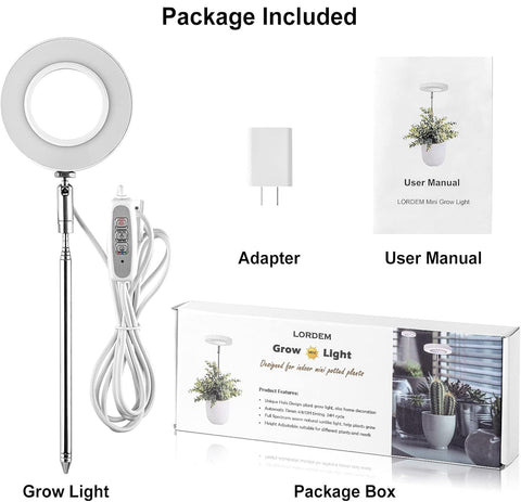 LORDEM Grow Light compact unit ideal for small plant setups and desks