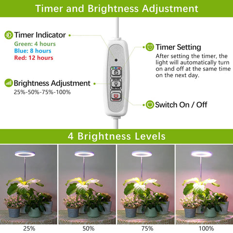 LORDEM 4-level dimming lets you tailor light to plant needs