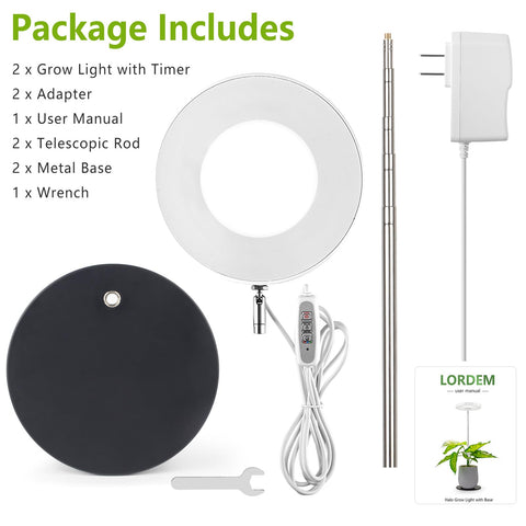 LORDEM Grow Light two-pack for wider plant coverage