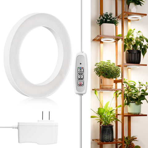 LORDEM Halo grow light with 72 LEDs delivers full-spectrum illumination for indoor plants.