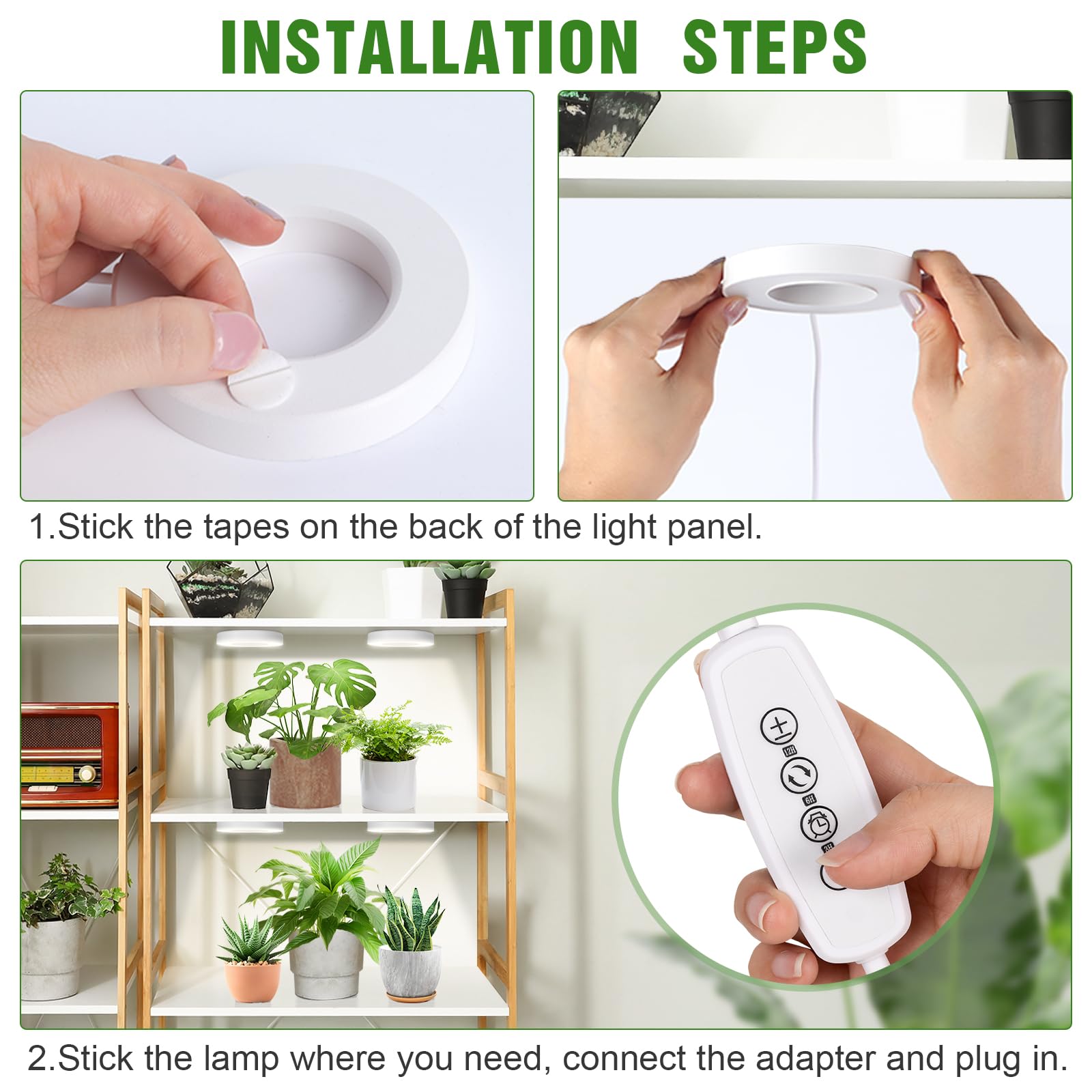 Easy installation of LORDEM Halo Grow Light with double-sided tape