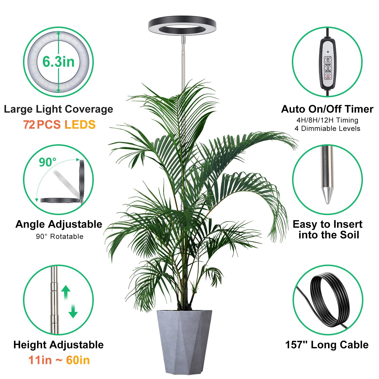 LORDEM height-adjustable rod lets you tailor light distance to plants.