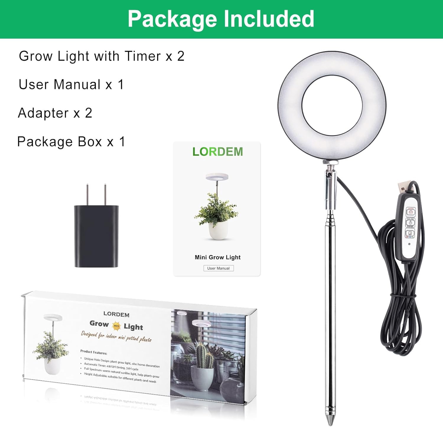 LORDEM height-adjustable stand adapts to various pots and plant sizes.