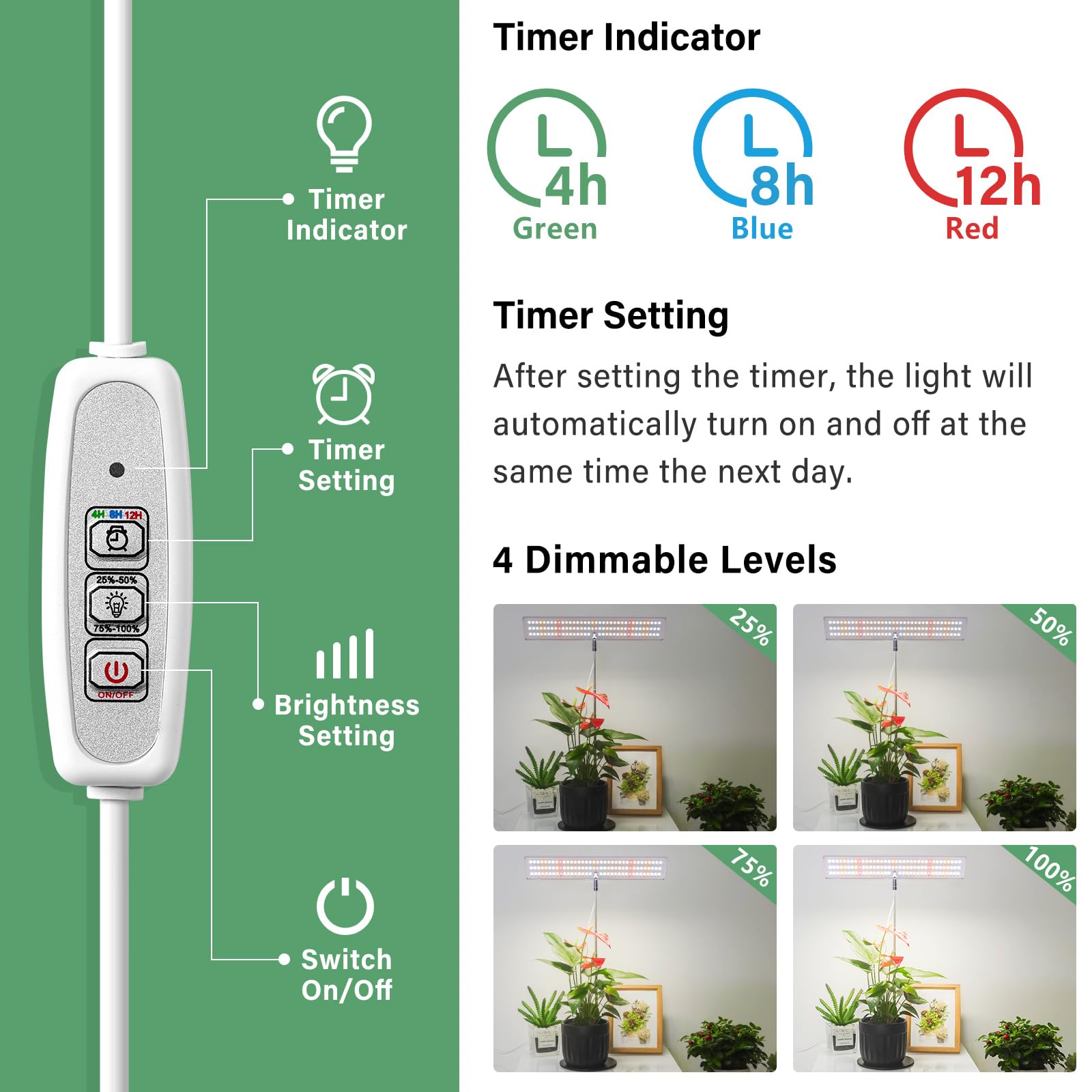 LORDEM adjustable height stand supports various plant setups on desks.