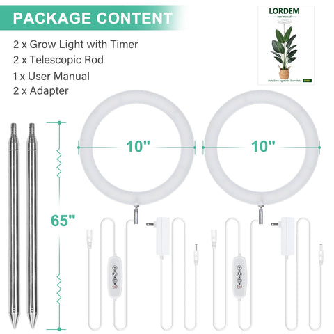 Lordem 2-pack grow light kit for quick installation