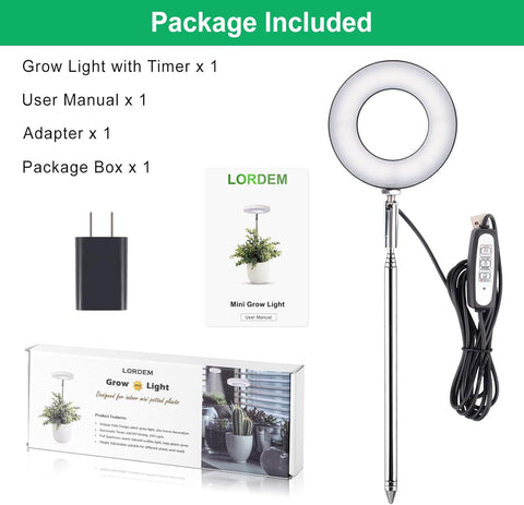 LORDEM Plant Grow Light adjustable height accommodates different plants.