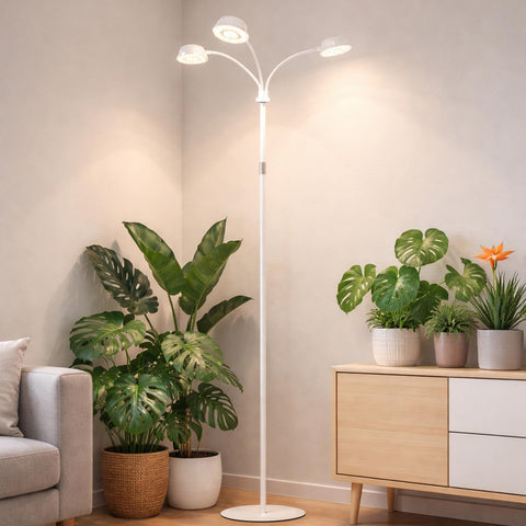 Weighted non-slip metal base stabilizes the stand