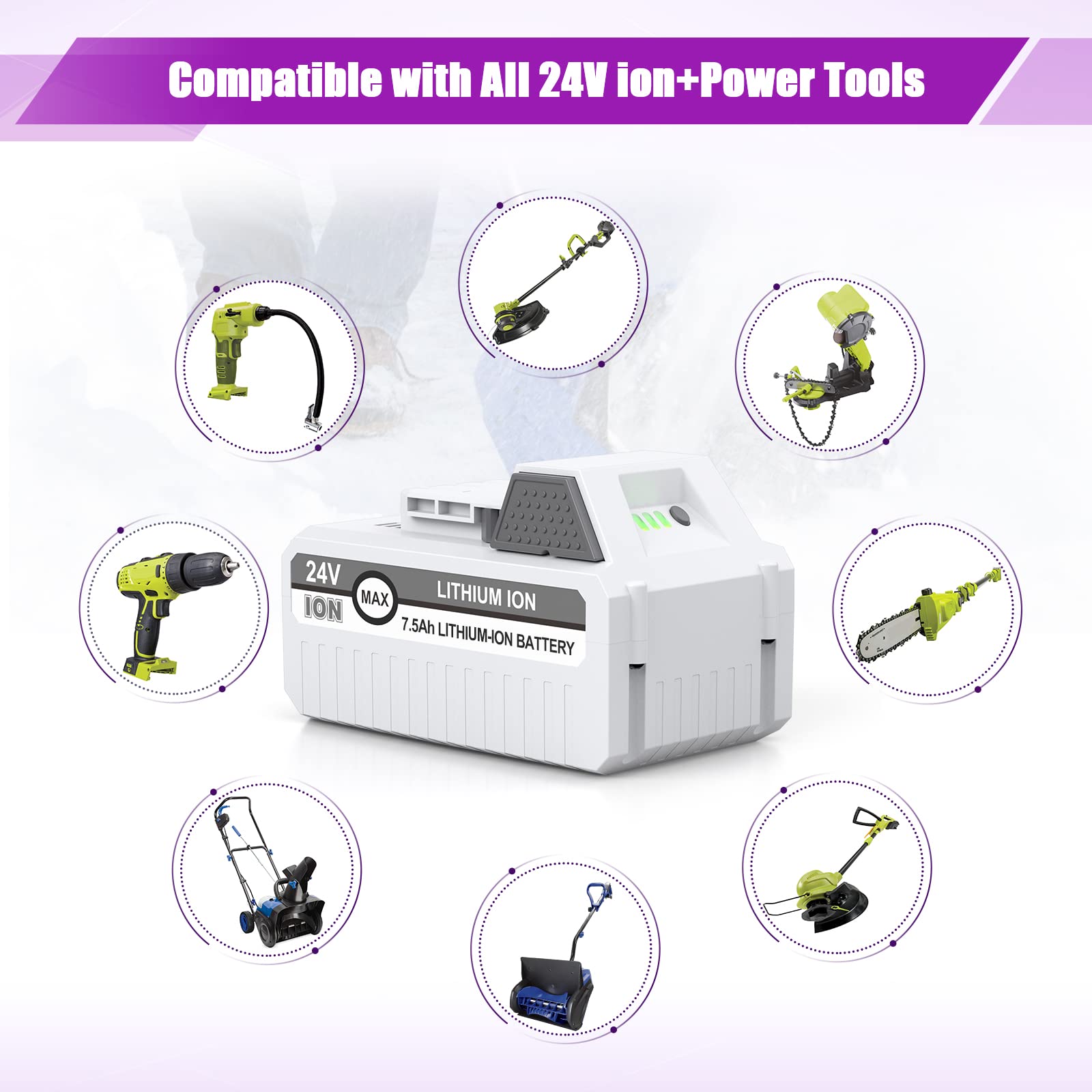 LORDONE 24V Snow Joe compatibility ensures reliable power.
