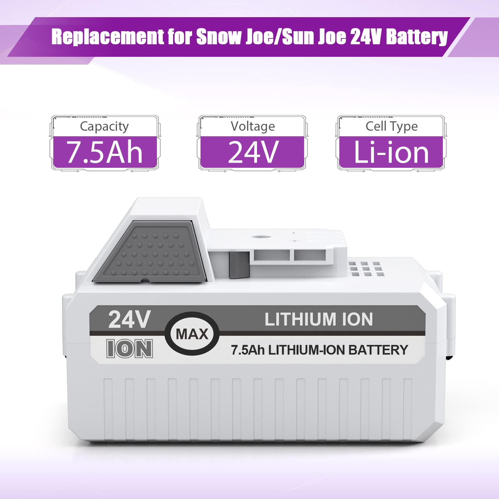 LORDONE 24V Sun Joe compatibility highlights broad tool support.