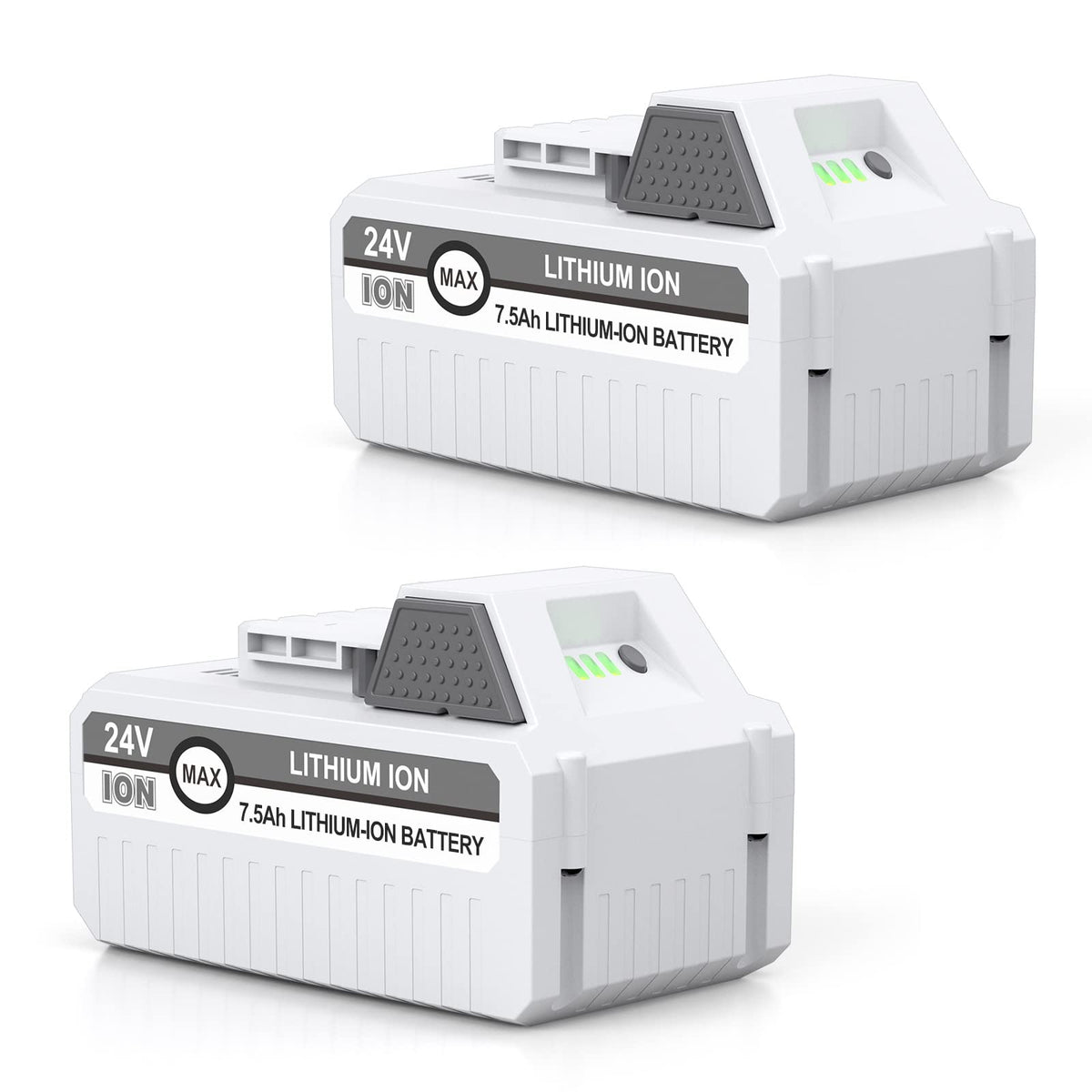 Lordone replacement 7500mAh 24V battery pack powering Sun Joe and Snow Joe tools.
