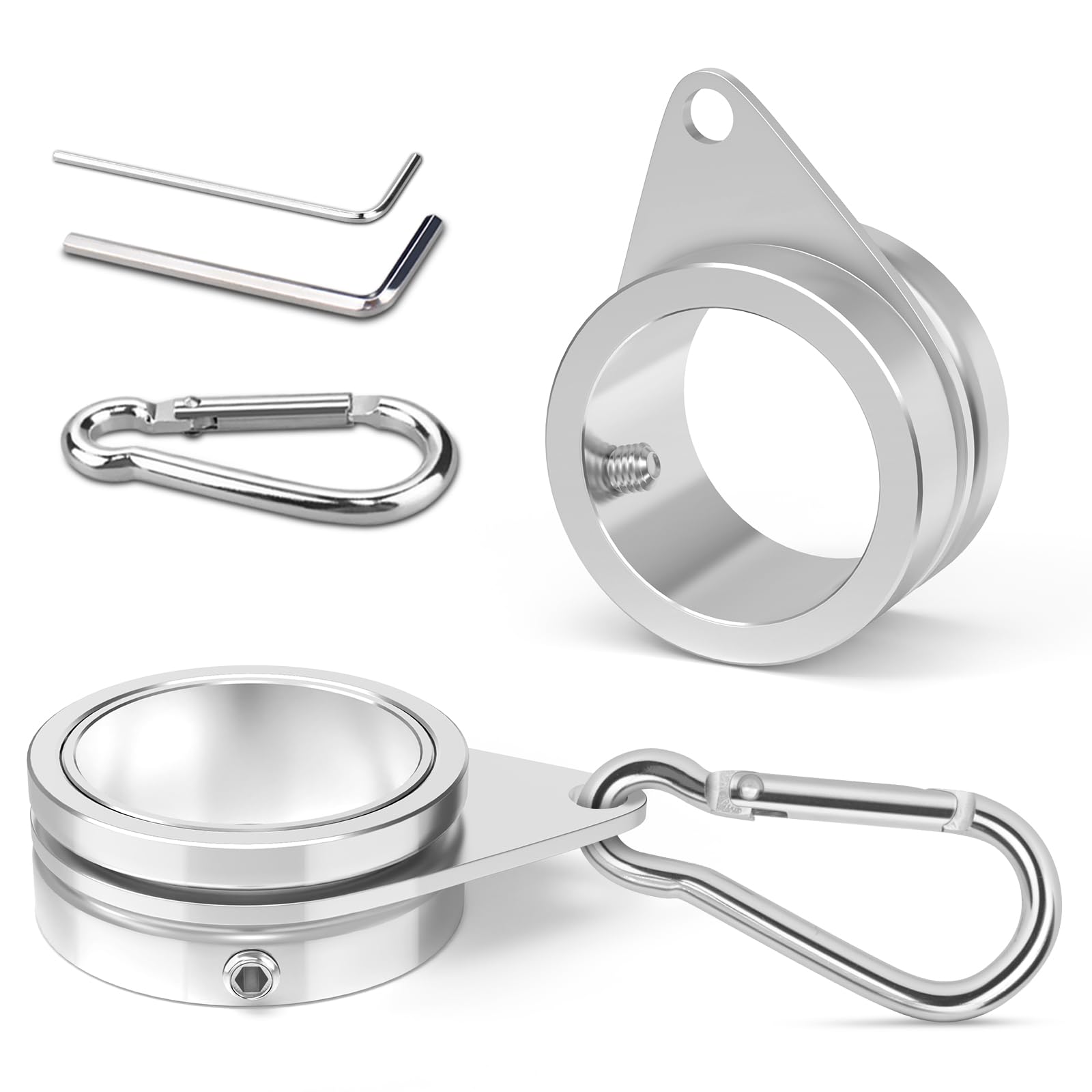 Loretoy 2-pack aluminum flag pole rings for secure mounting.