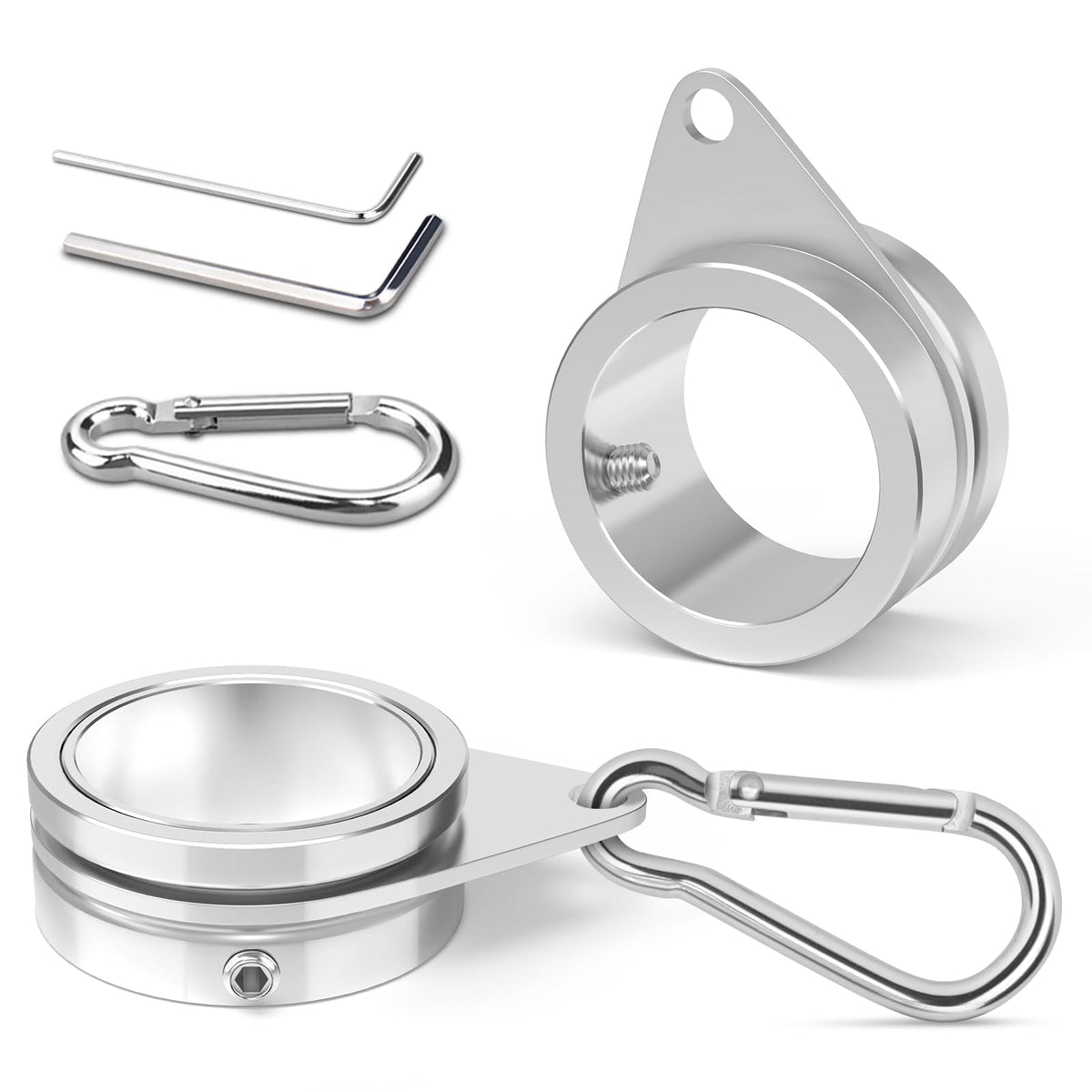 Loretoy 2-pack aluminum flag pole rings for secure mounting.