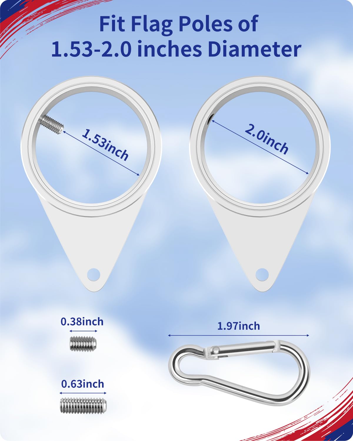 Loretoy aluminum alloy ring body for durable, rust-resistant flag mounting