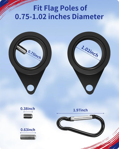 Loretoy aluminum ring with hooks for secure flag attachment.