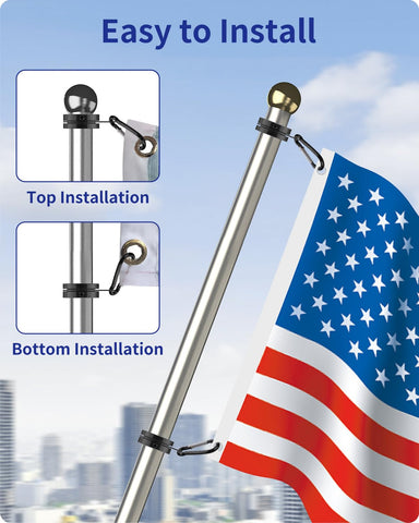 Loretoy carabiner enabled mounting for easy flag setup.