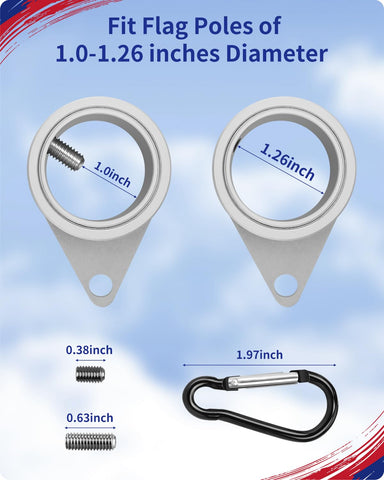 Loretoy flag pole ring 360 rotation feature for wind-friendly display.