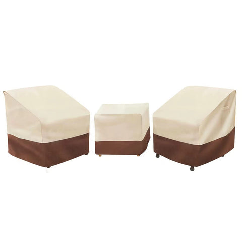 Loriano 3-piece patio covers set shielding chairs and table from sun and rain