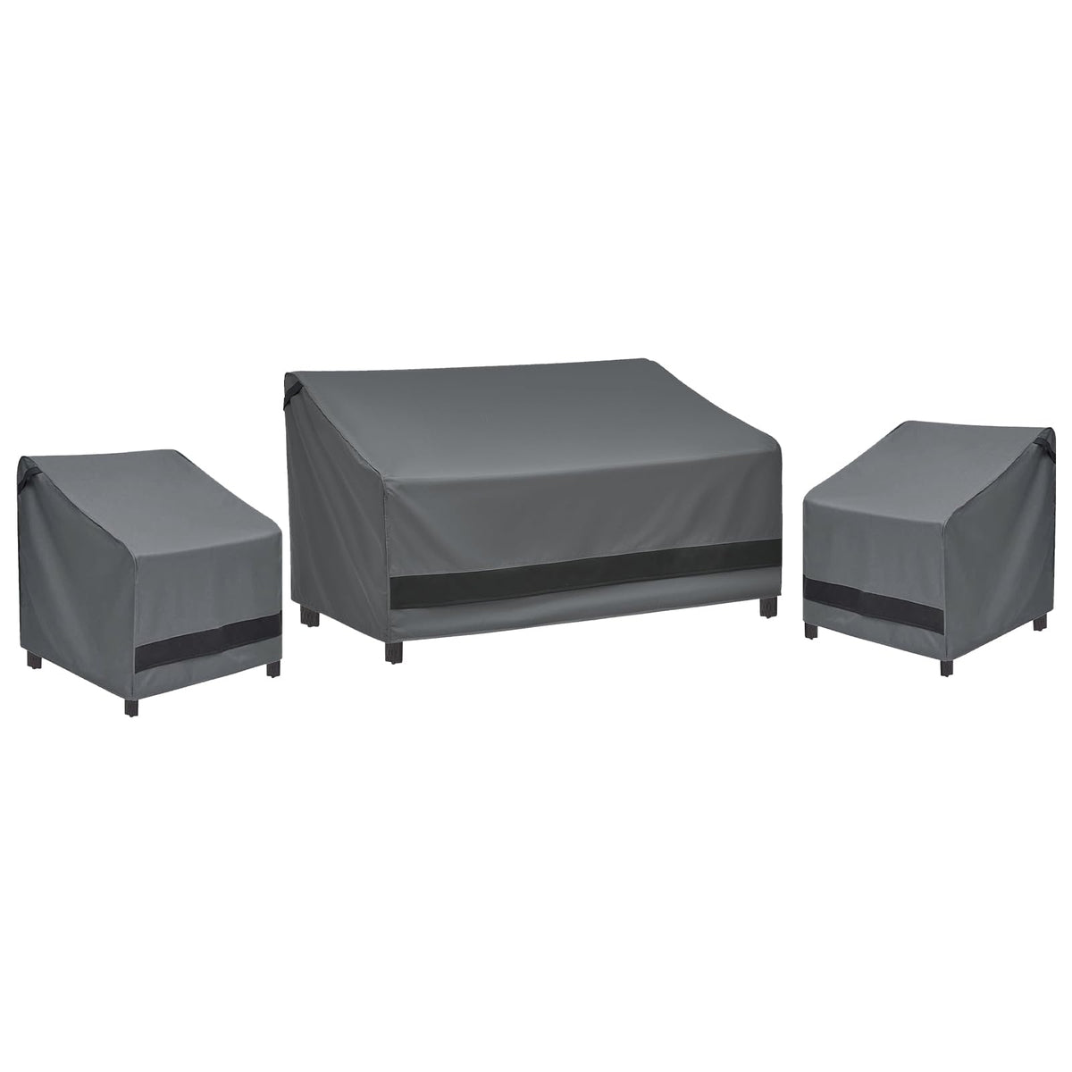 Loriano 3-piece patio cover set for sofa and chairs provides all-weather protection.