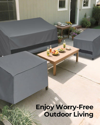 Loriano 3-piece set fits sofa 79x35x33 and chairs 33x35x33, ensuring coverage.
