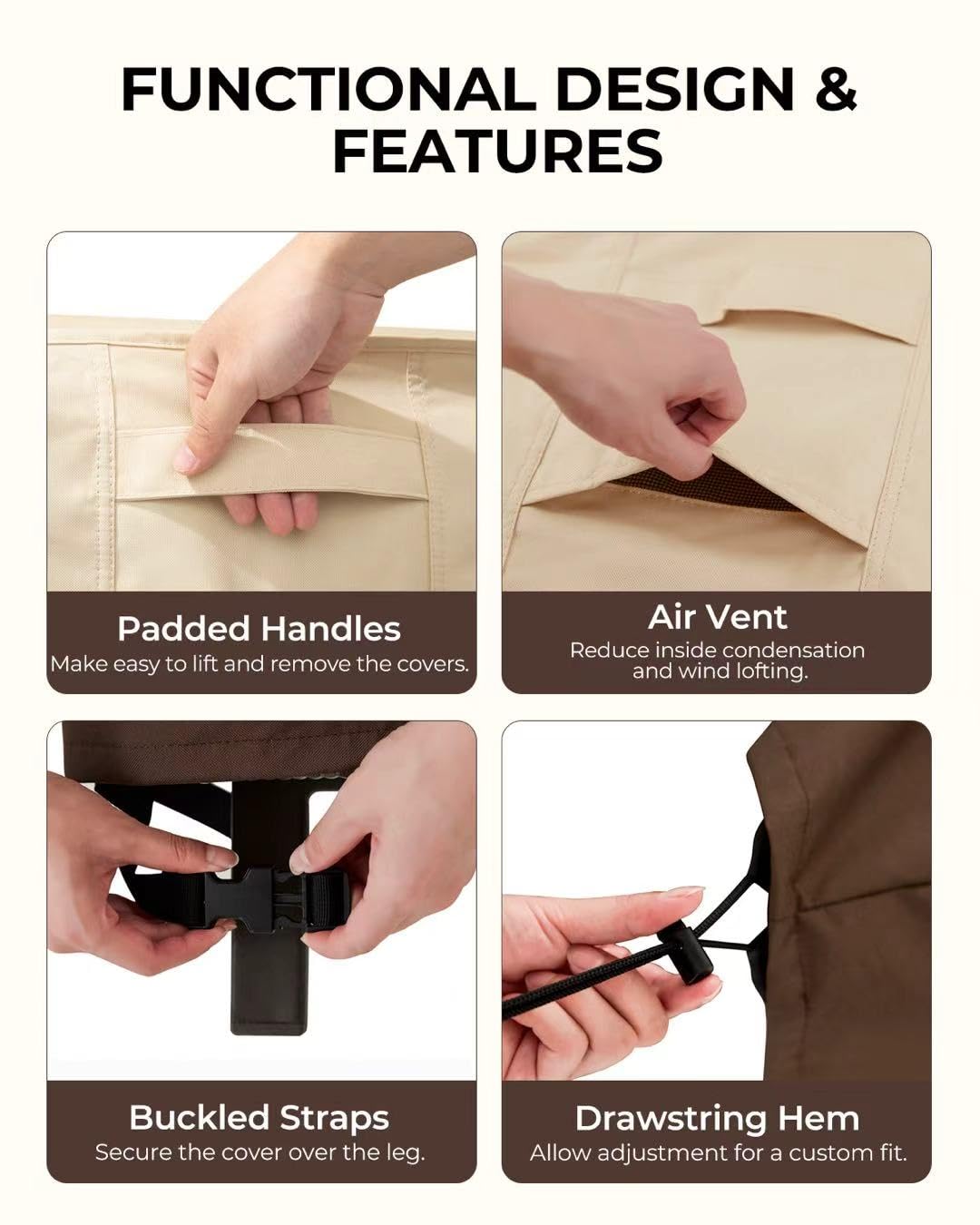 Loriano buckled straps providing extra security on windy days