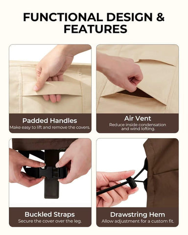Loriano buckled straps providing extra security on windy days