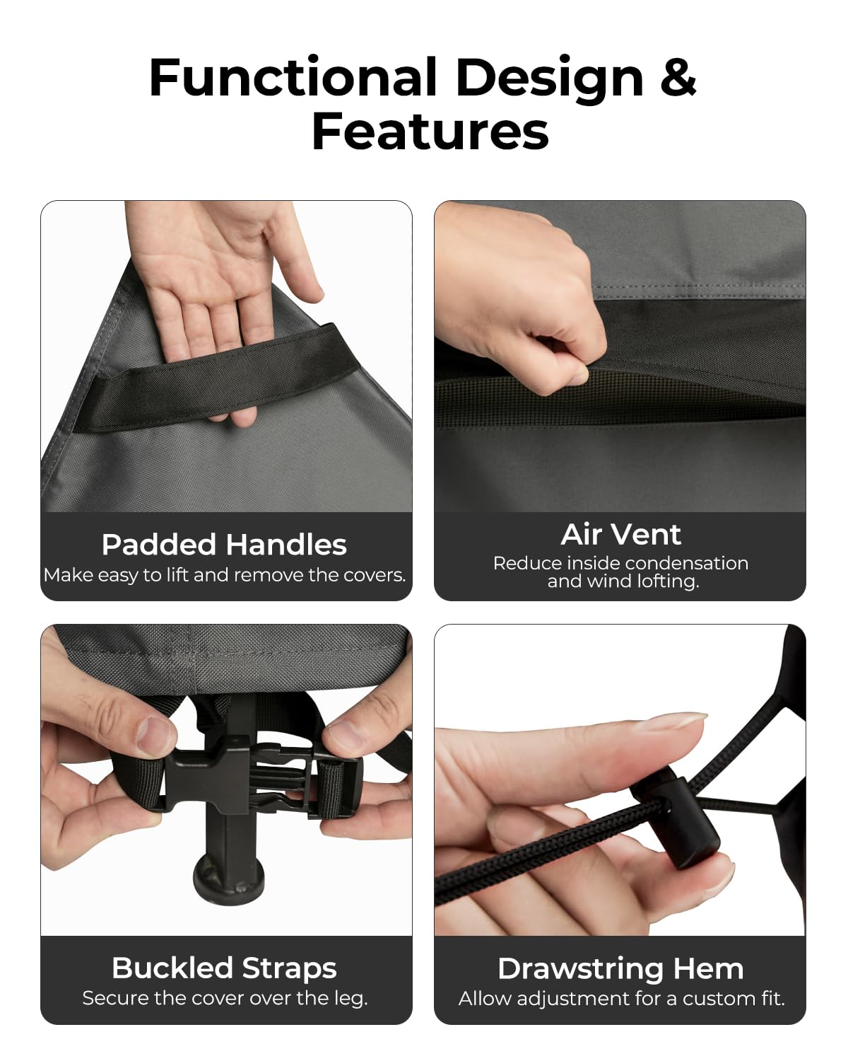 Loriano padded handles make lifting and removal easy.