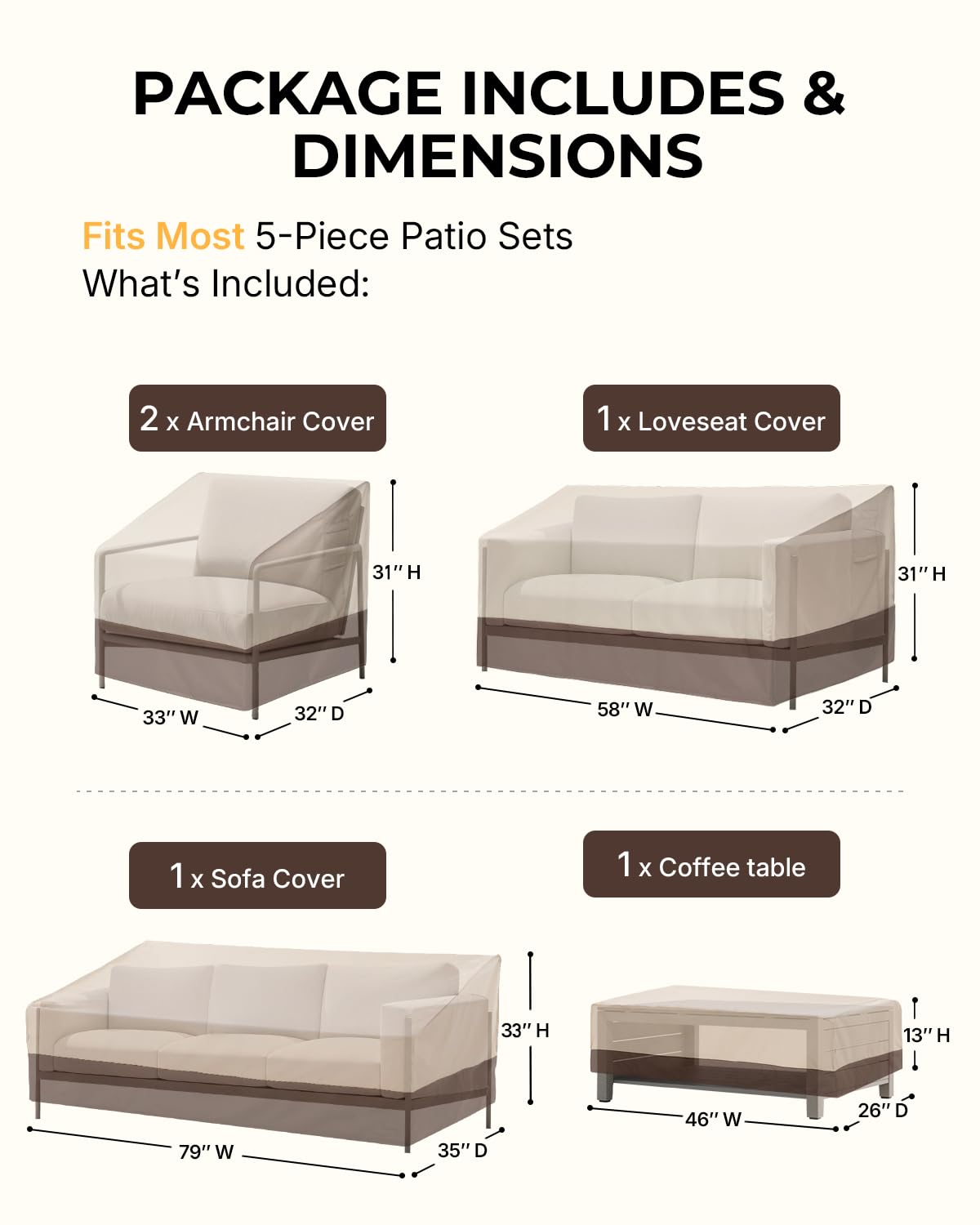 Loriano loveseat cover guards against wind and moisture.