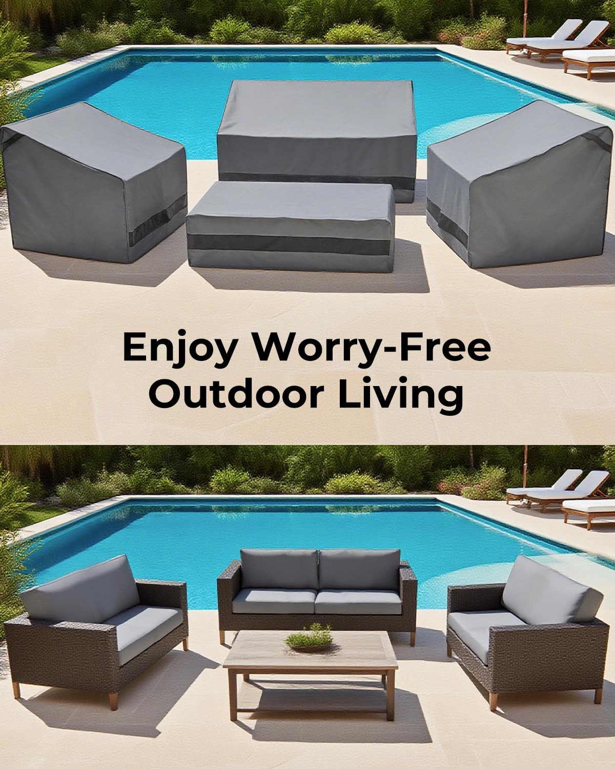 Loriano covers feature easy handles and breathable vents for airflow.