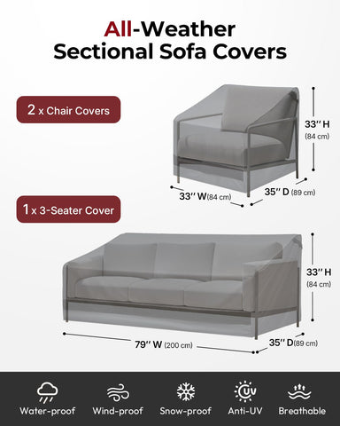 Loriano waterproof 600D fabric keeps outdoor furniture dry during rain.
