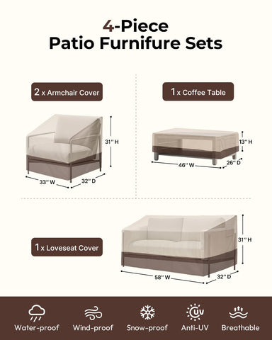 Loriano loveseat cover waterproof up to 56 inches for protection