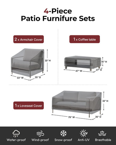 Loriano sofa cover shields a 3-seat sofa from weather and UV.