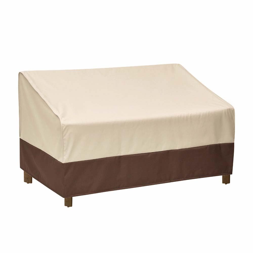 Loriano waterproof 2-seater patio sofa cover protects outdoor furniture from rain and moisture.