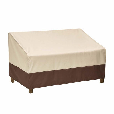 Loriano waterproof 2-seater patio sofa cover protects outdoor furniture from rain and moisture.