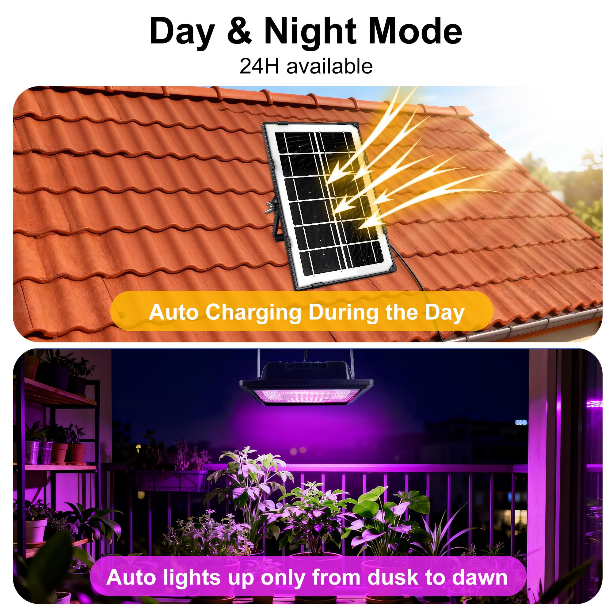 Loscarol solar grow light full-spectrum LEDs support all plant growth stages.