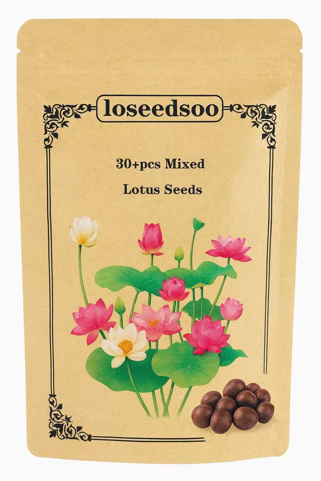 Loseedsoo lotus seeds 30 pcs ready for water planting in ponds and bowls.