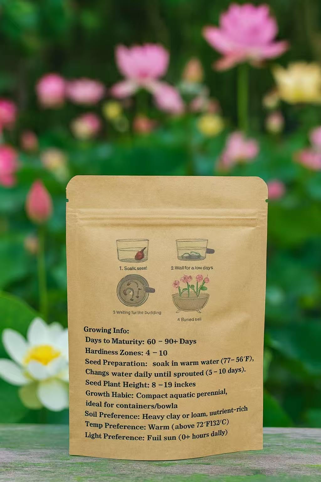 Loseedsoo lotus seeds for water gardens, ideal for decorative ponds and indoor setups.