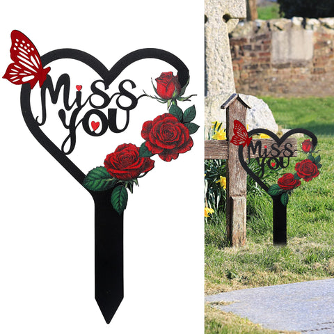 LOSFOTBO memorial heart marker front view, durable outdoor grave marker
