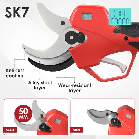 LotaTools dual 21V 2000mAh batteries enable cordless pruning sessions.