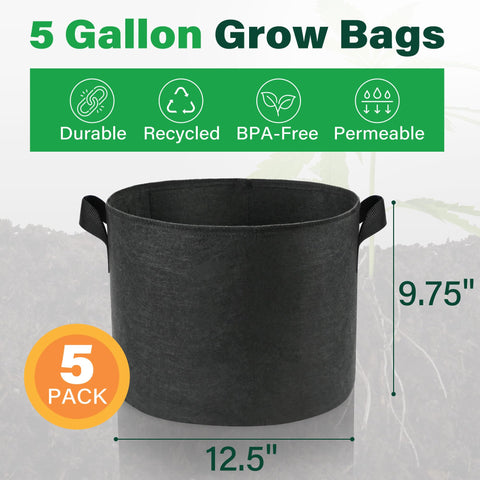 LotFancy grow bag with reinforced PP handles for easy transport.