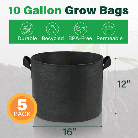 LotFancy grow bag reinforced handles close-up for heavy loads and easy transport.