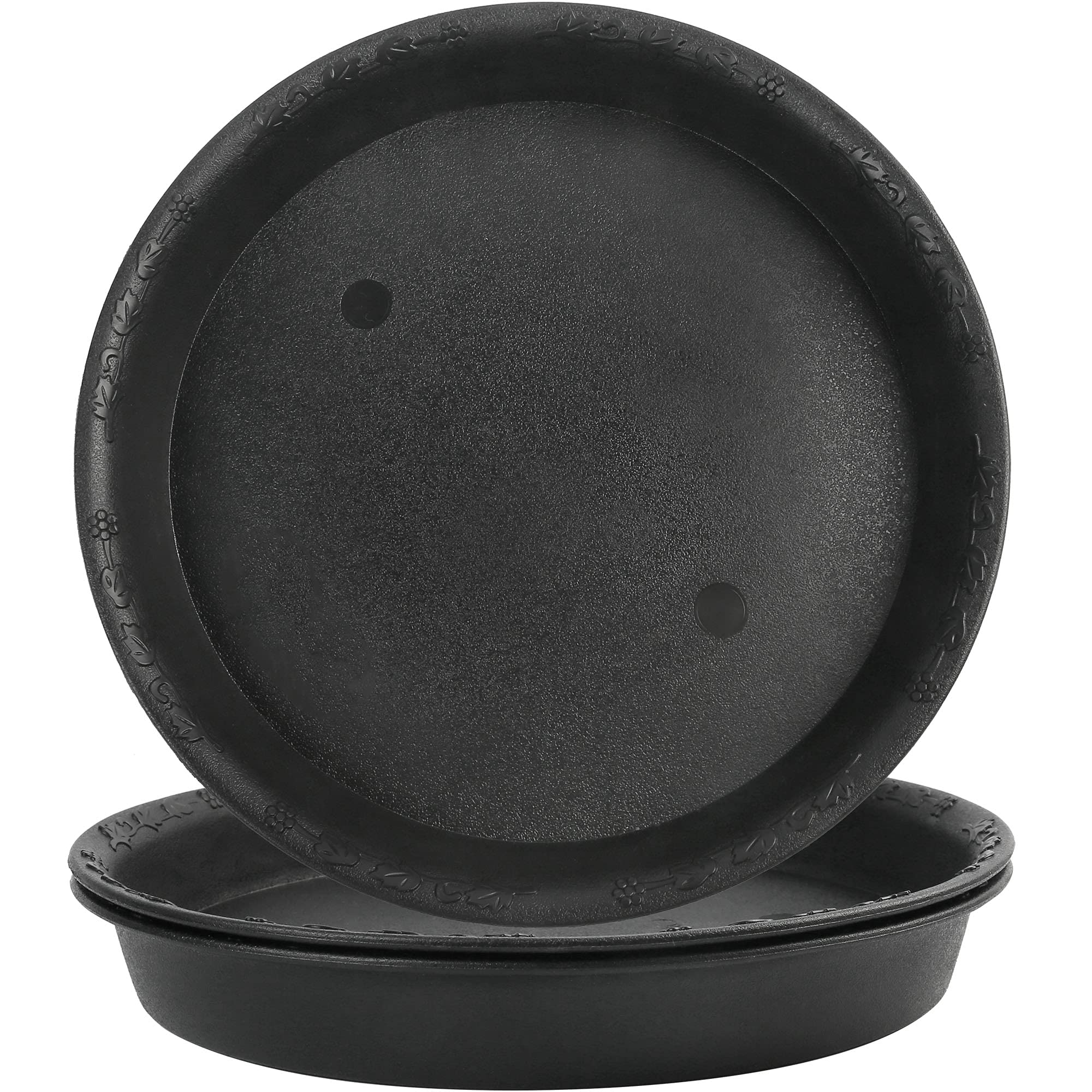 LotFancy plant saucer with 9.8 inch top diameter protecting surfaces from water damage.