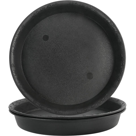 LotFancy plant saucer with 9.8 inch top diameter protecting surfaces from water damage.